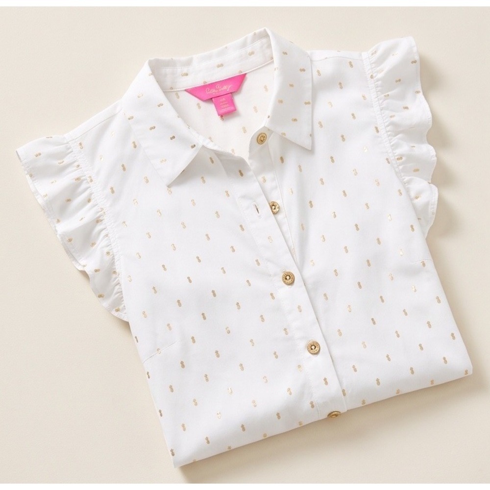 Lilly Pulitzer Branson White button down top Size XL - Picture 1 of 4
